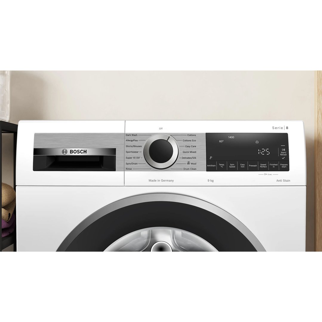 Bosch Series 8 front loader washing machine control panel and door