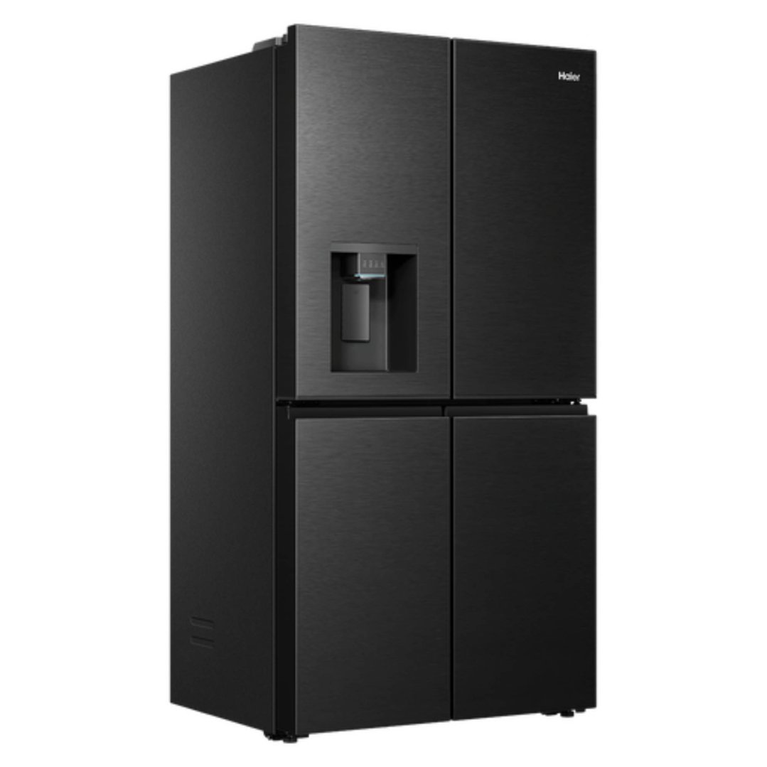 Haier 624L, Quad Door Refrigerator Freezer, Ice & Water, Plumbed, Black HRF690YZC