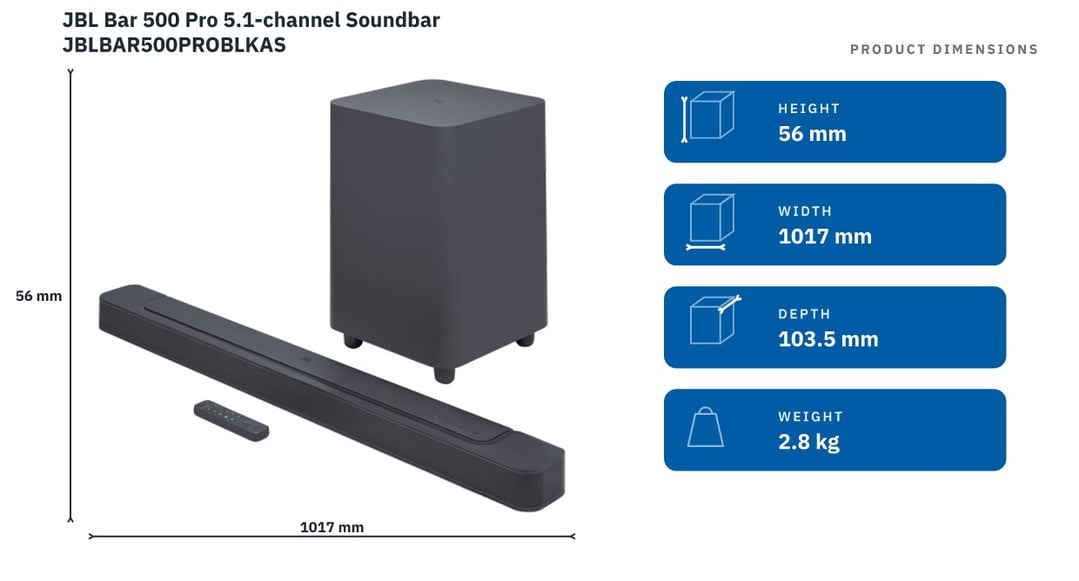 JBL Bar 500 Pro 5.1-channel Soundbar JBLBAR500PROBLKAS