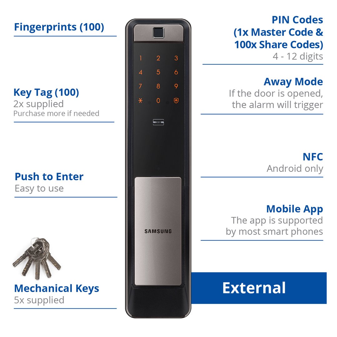 Samsung Smart Wi-Fi Fingerprint Push And Pull Mortise Door Lock SHP-DP609