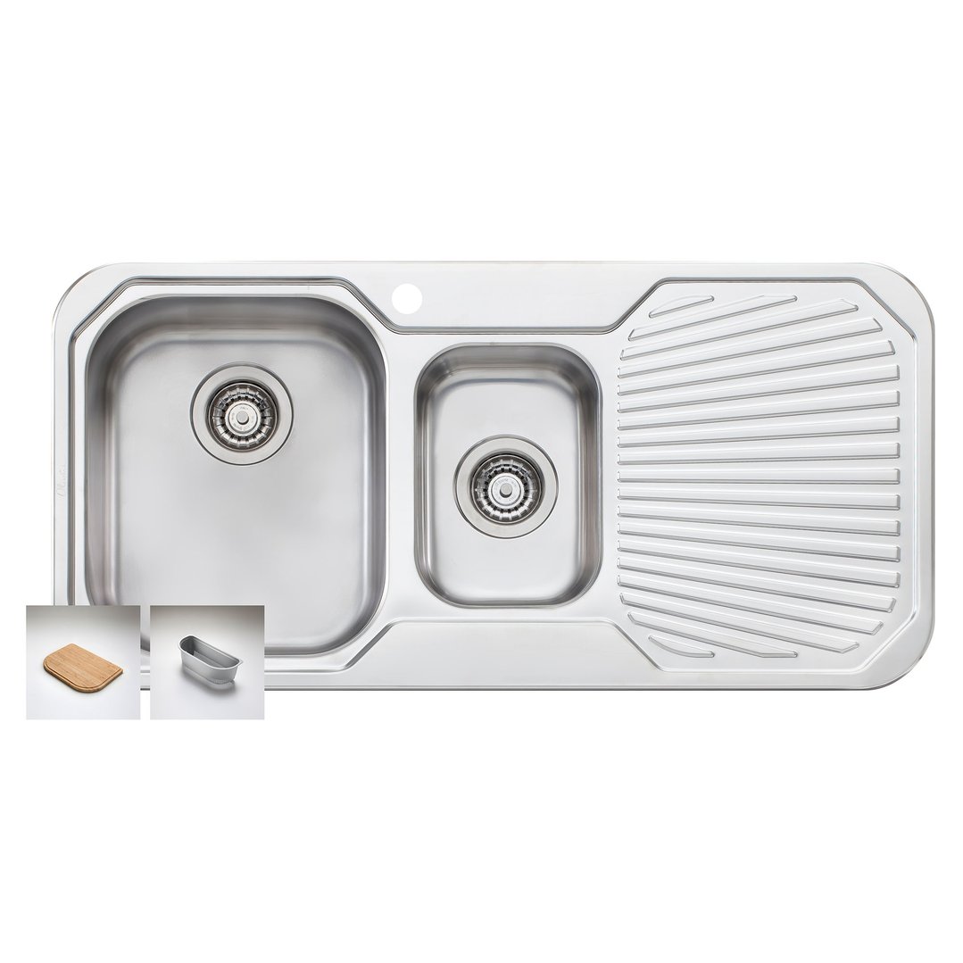 Oliveri Petite 1 & 1/2 Left Hand Bowl Sink With Drainer PE301