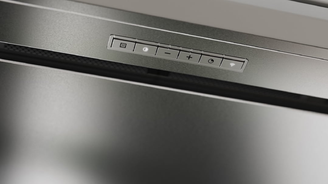Close-up of the control panel on a concealed rangehood