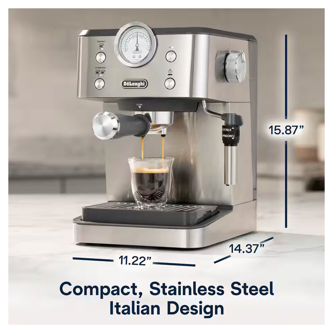 Delonghi Classic Manual Coffee Machine Metal EM450M