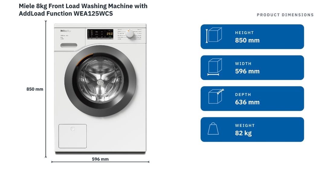 Miele 8kg Front Load Washing Machine with AddLoad Function WEA125WCS