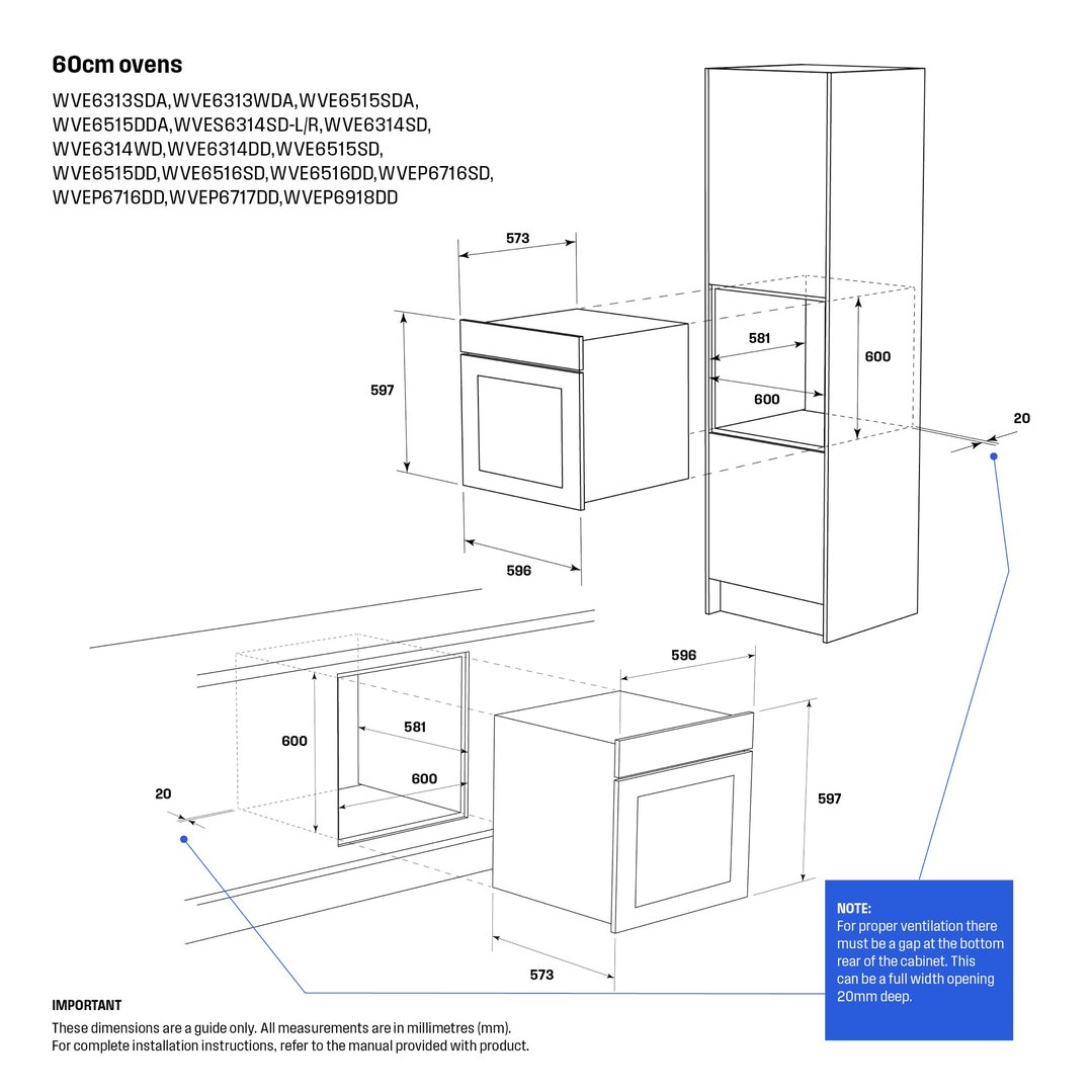 Westinghouse 60cm Multi-function 5 Oven WVE6314DD