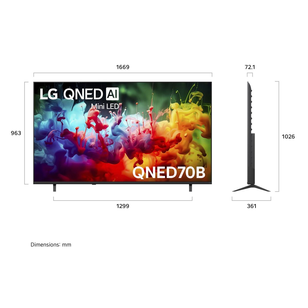 LG 75" QNED70B 4K AI Mini LED Smart TV 2026 75QNED70BSA