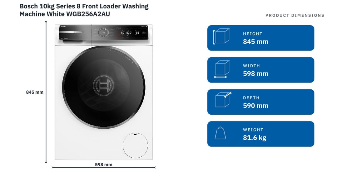 Bosch 10kg Series 8 Front Loader Washing Machine White WGB256A2AU