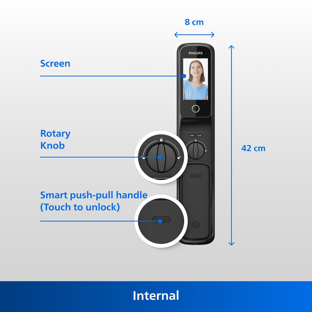 Philips Black EasyKey Smart 3D Facial Recognition And Video Intercom Mortise Door Lock DDL709-FVP-7HWS-B