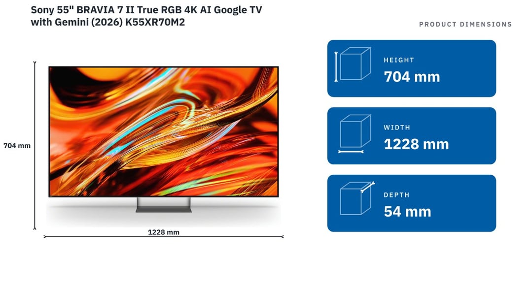 Sony 55" BRAVIA 7 II True RGB 4K AI Google TV with Gemini (2026) K55XR70M2
