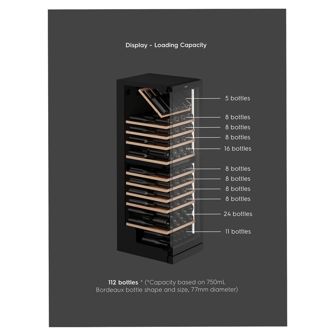Vintec 129 Bottle Dual Zone Wine Cabinet - Black VWD175FAB-X