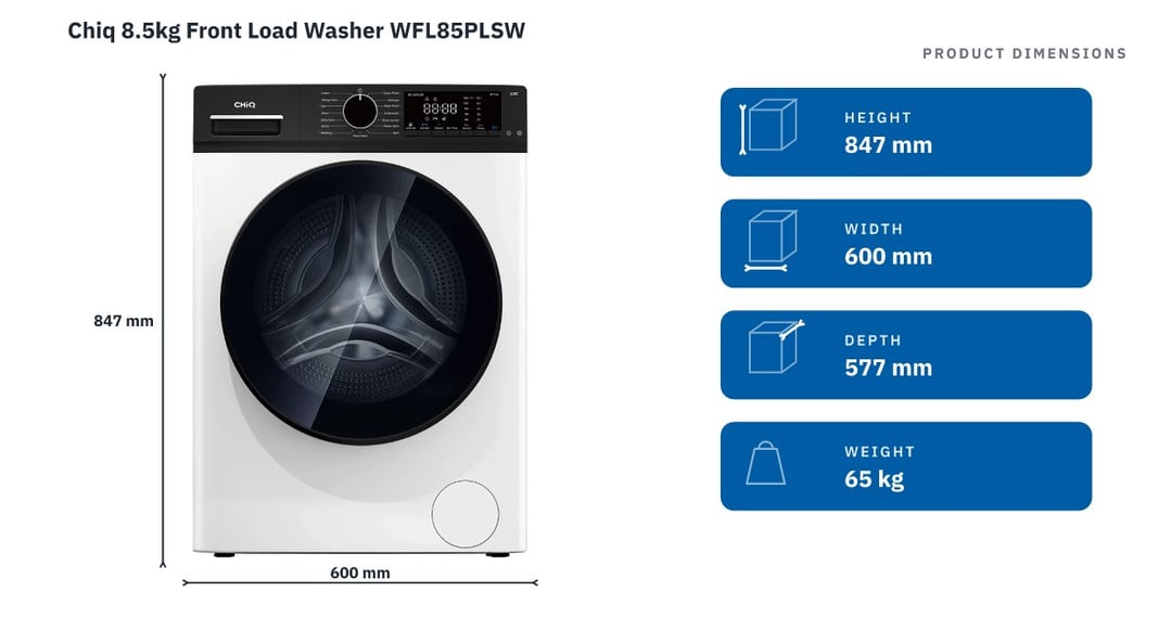 Chiq 8.5kg Front Load Washer WFL85PLSW