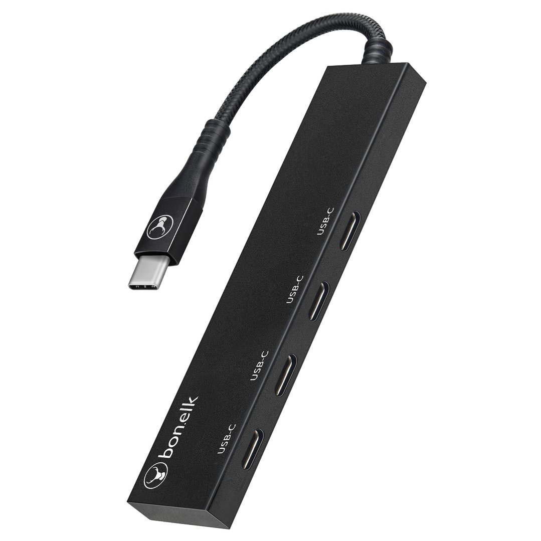 Bonelk Long-Life USB-C to 4 Port USB-C - Black ELK-80058-R