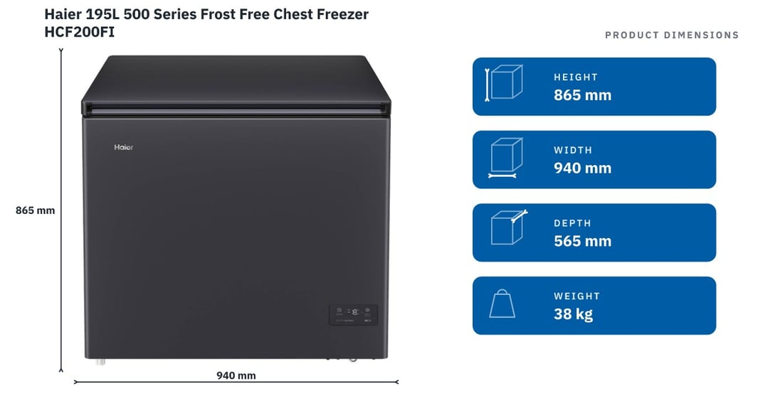 Haier 195L 500 Series Frost Free Chest Freezer HCF200FI