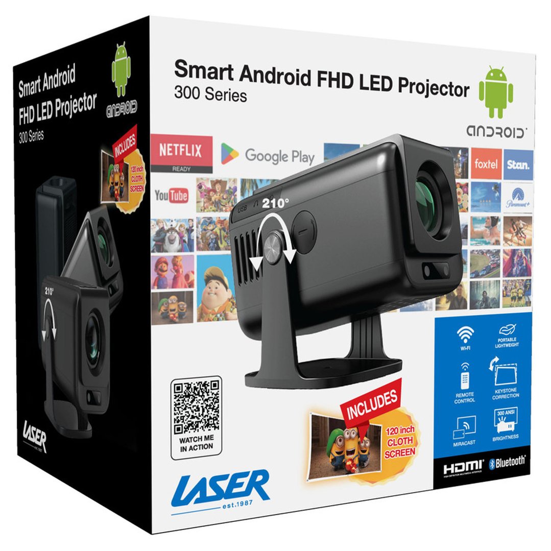 Laser 1080P LED Smart Android Multi-angle Projector PJ-TUFHA3-065
