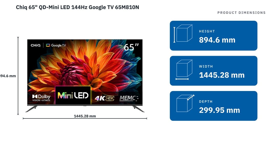 Chiq 65" QD-Mini LED 144Hz Google TV 65M810N
