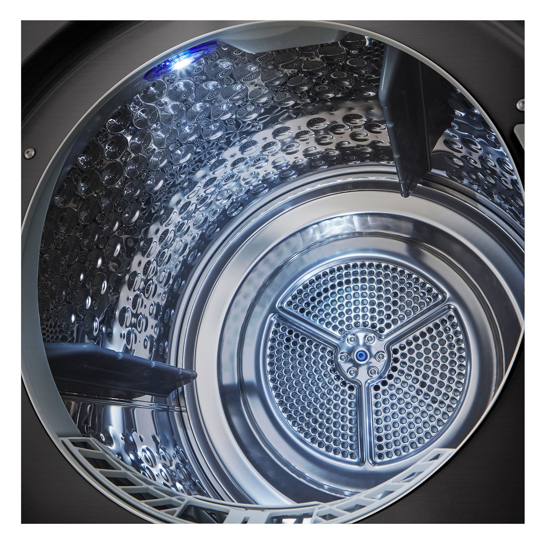Close up inside the drum of a heat pump dryer