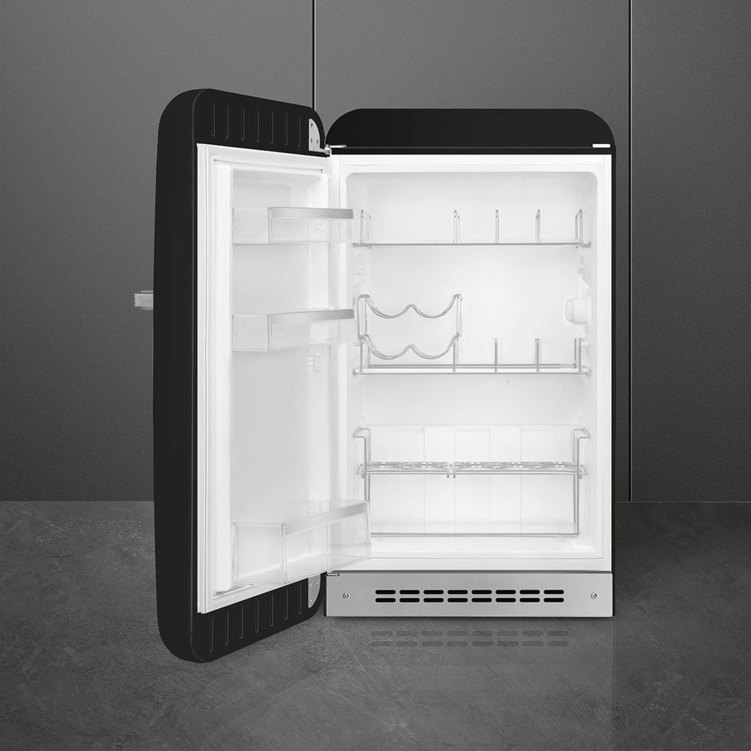 Smeg FAB 10 50's Style Retro Refrigerator, Happy Bar, Left Hand - Black FAB10HLBL5AU