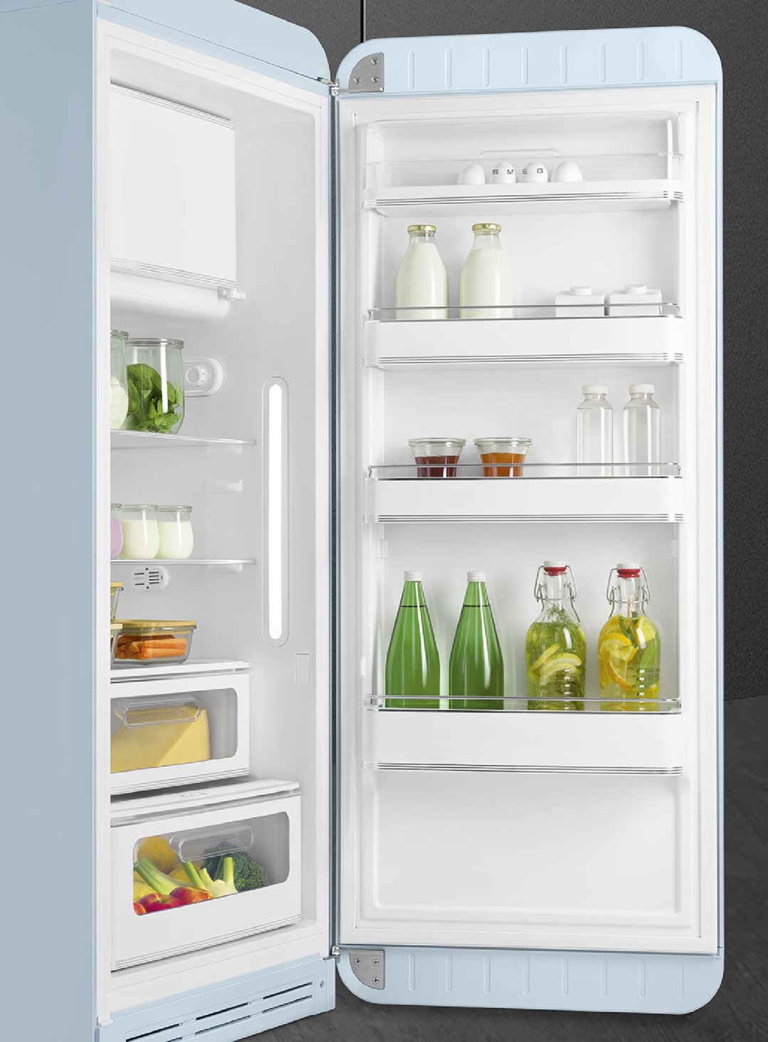 Smeg FAB28 50's Style 270L Retro Refrigerator Right Hand Hinge - Pastel Blue FAB28RPB6AU