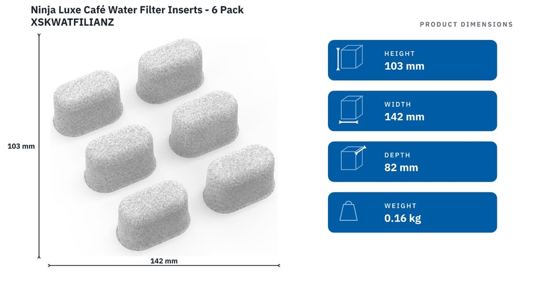 Ninja Luxe Café Water Filter Inserts - 6 Pack XSKWATFILIANZ