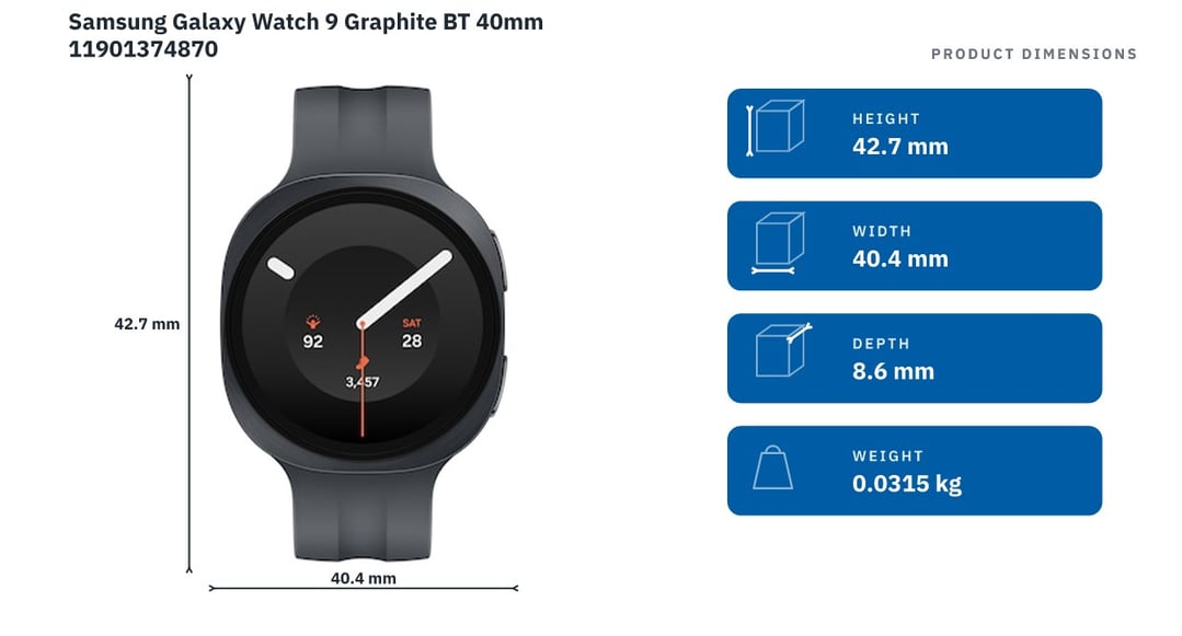 Samsung Galaxy Watch 9 Graphite BT 40mm 11901374870