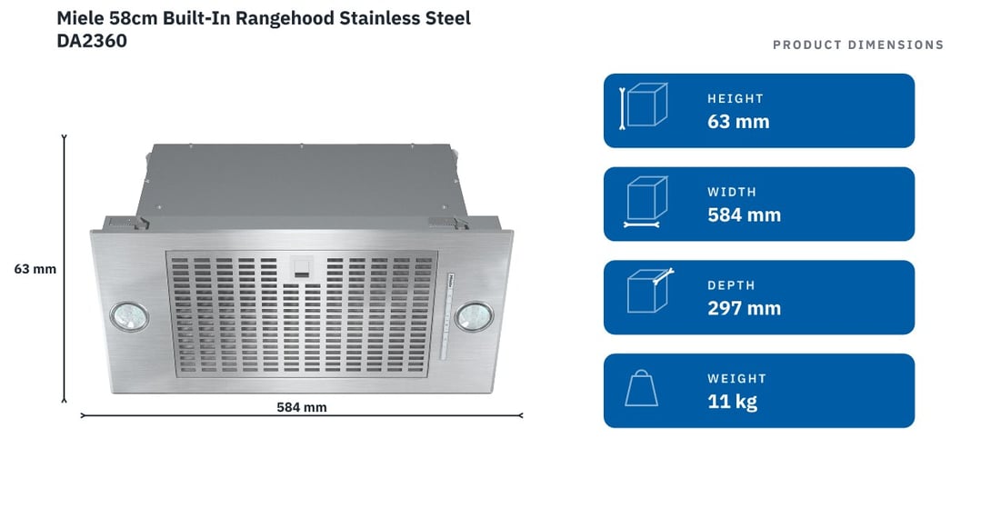 Miele 58cm Built-In Rangehood Stainless Steel DA2360