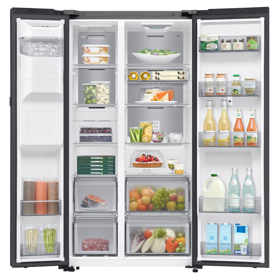 Samsung 615L Side-by-Side Refrigerator Family Hub - Black SRS6800BFH