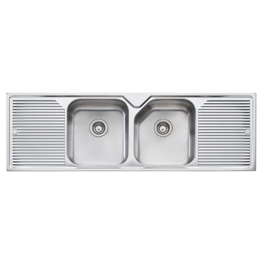 Oliveri Nu-Petite Double Bowl Topmount Sink With Double Drainer NP653