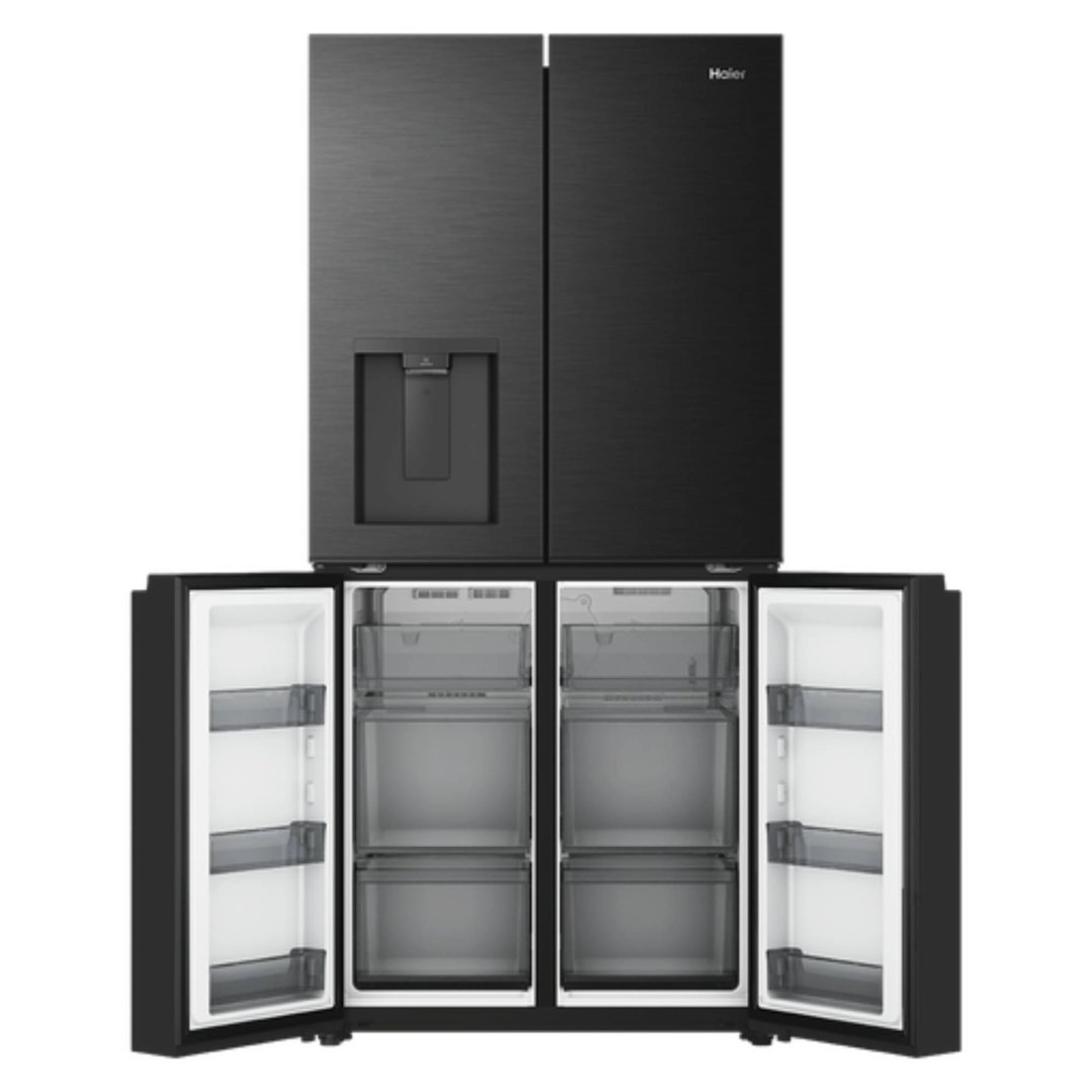 Haier 574L, Quad Door Refrigerator Freezer, Water, Non-Plumbed, Black HRF590YHC