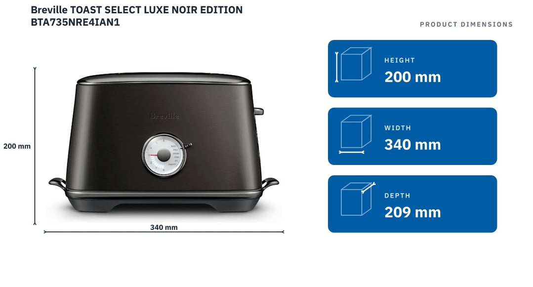 Breville TOAST SELECT LUXE NOIR EDITION BTA735NRE4IAN1 — product dimensions