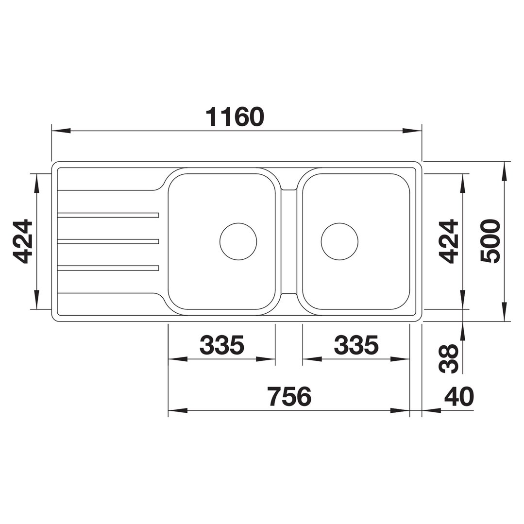 Blanco Double Bowl Sink with Drainer. LEMIS8SLIFK5