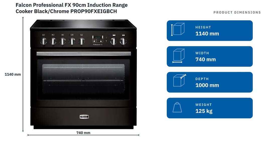 Falcon Professional FX 90cm Induction Range Cooker Black/Chrome PROP90FXEIGBCH