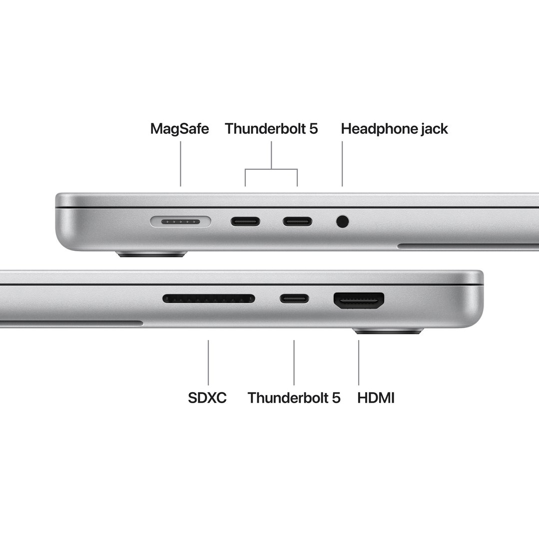 Apple 16" MacBook Pro M5 Max chip with 18‑core CPU and 40‑core GPU, 48GB, 2TB SSD - Silver MGE94X/A