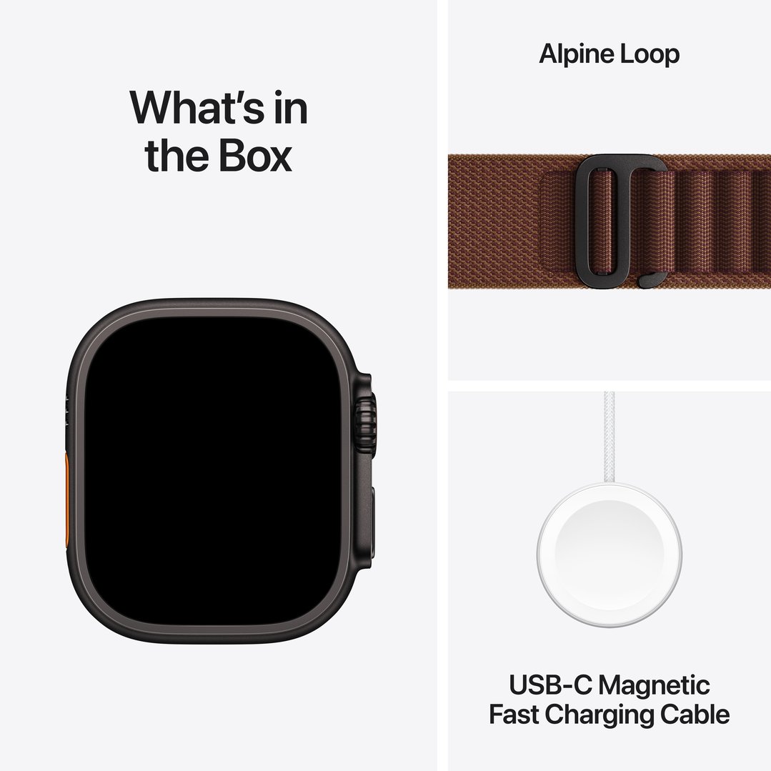 Apple Watch Ultra 4 GPS + Cellular 49mm Black Titanium Case with Burgundy Alpine Loop - M MJC14X/A