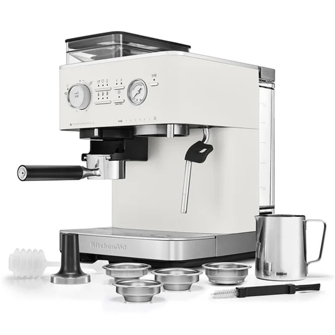 Kitchenaid Semi Automatic Espresso Machine with Burr Grinder Porcelain 5KES6551APL