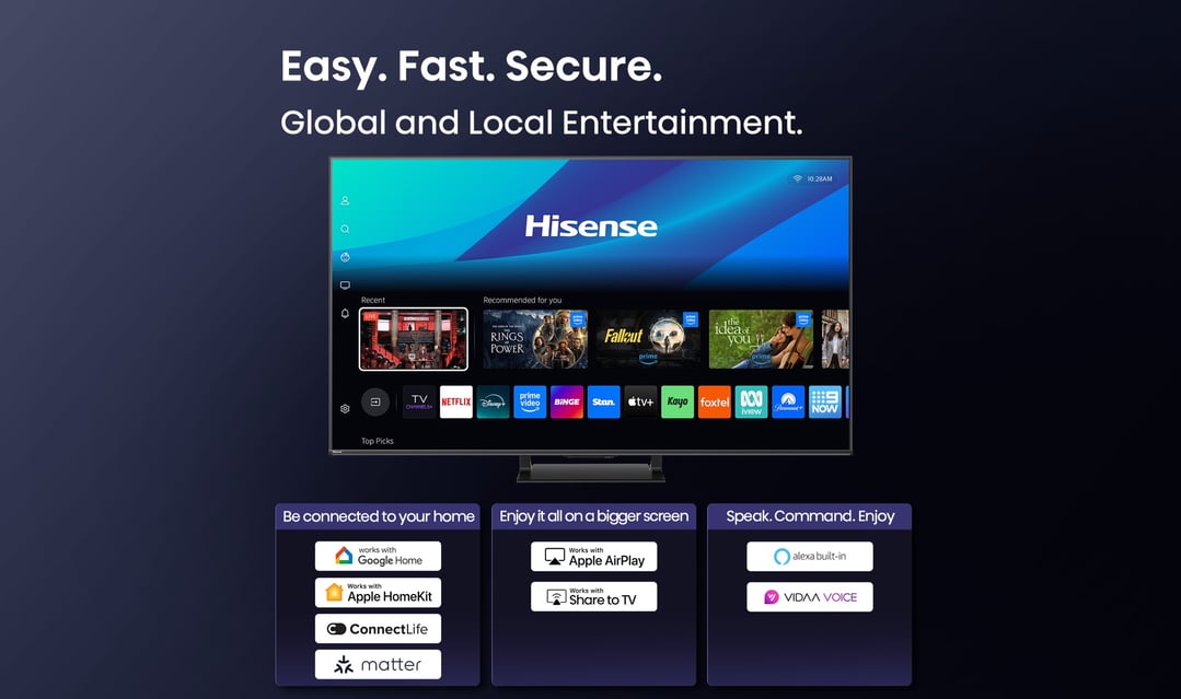 Hisense 55" U7QAU 4K QLED 165Hz Smart TV (2025) 55U7QAU