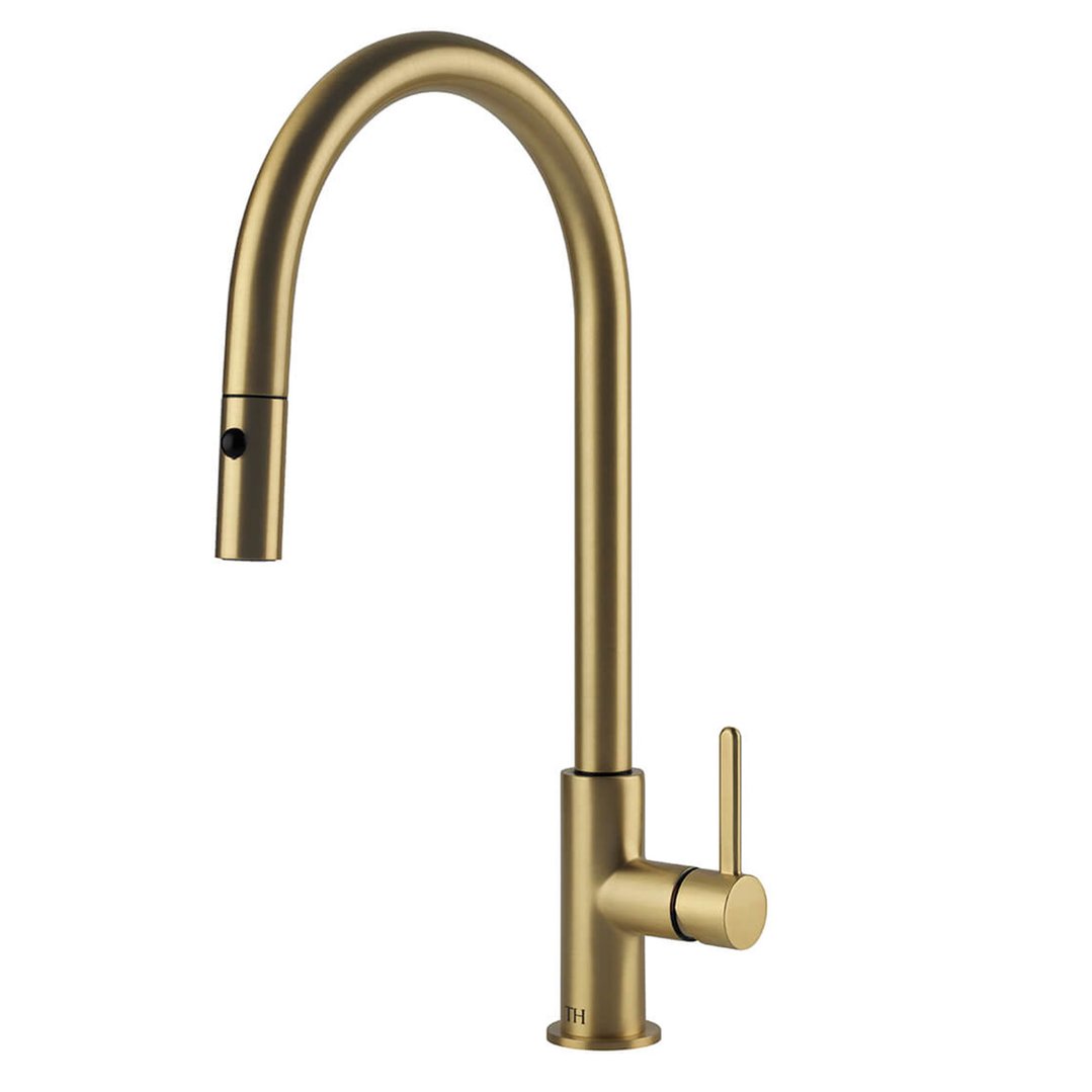Turner Hastings Naples Pull Out Mixer Tap Brushed Brass NA303PMBB