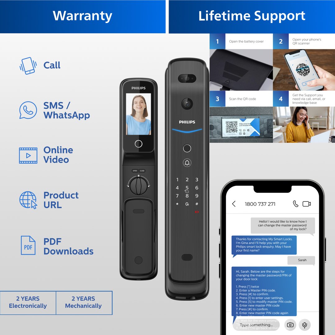 Philips Black EasyKey Smart 3D Facial Recognition And Video Intercom Mortise Door Lock DDL709-FVP-7HWS-B