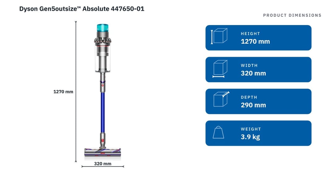 Dyson Gen5outsize™ Absolute 447650-01 — product dimensions