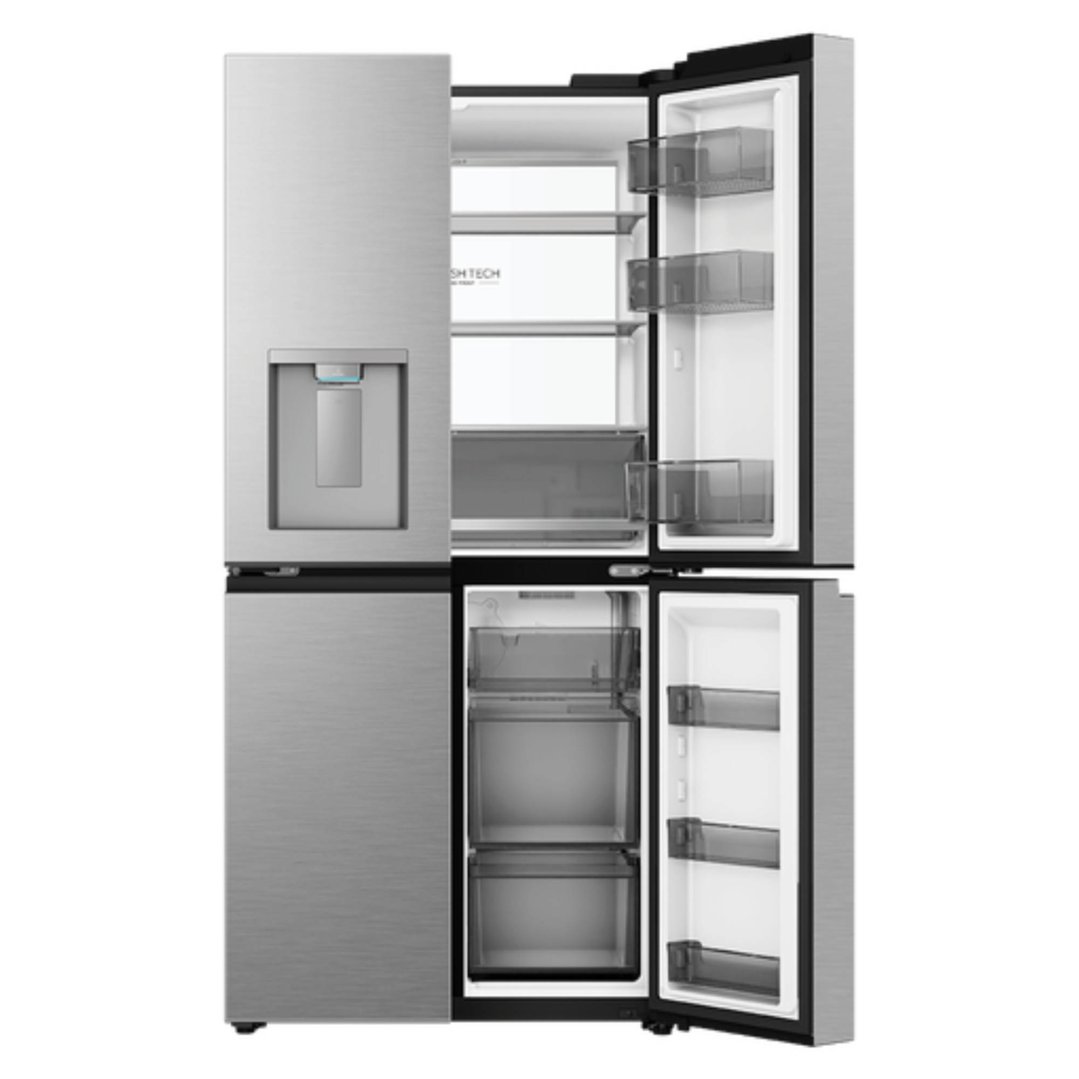 Haier 573L, Quad Door Refrigerator Freezer, Ice & Water, Plumbed, Silver HRF590YPS