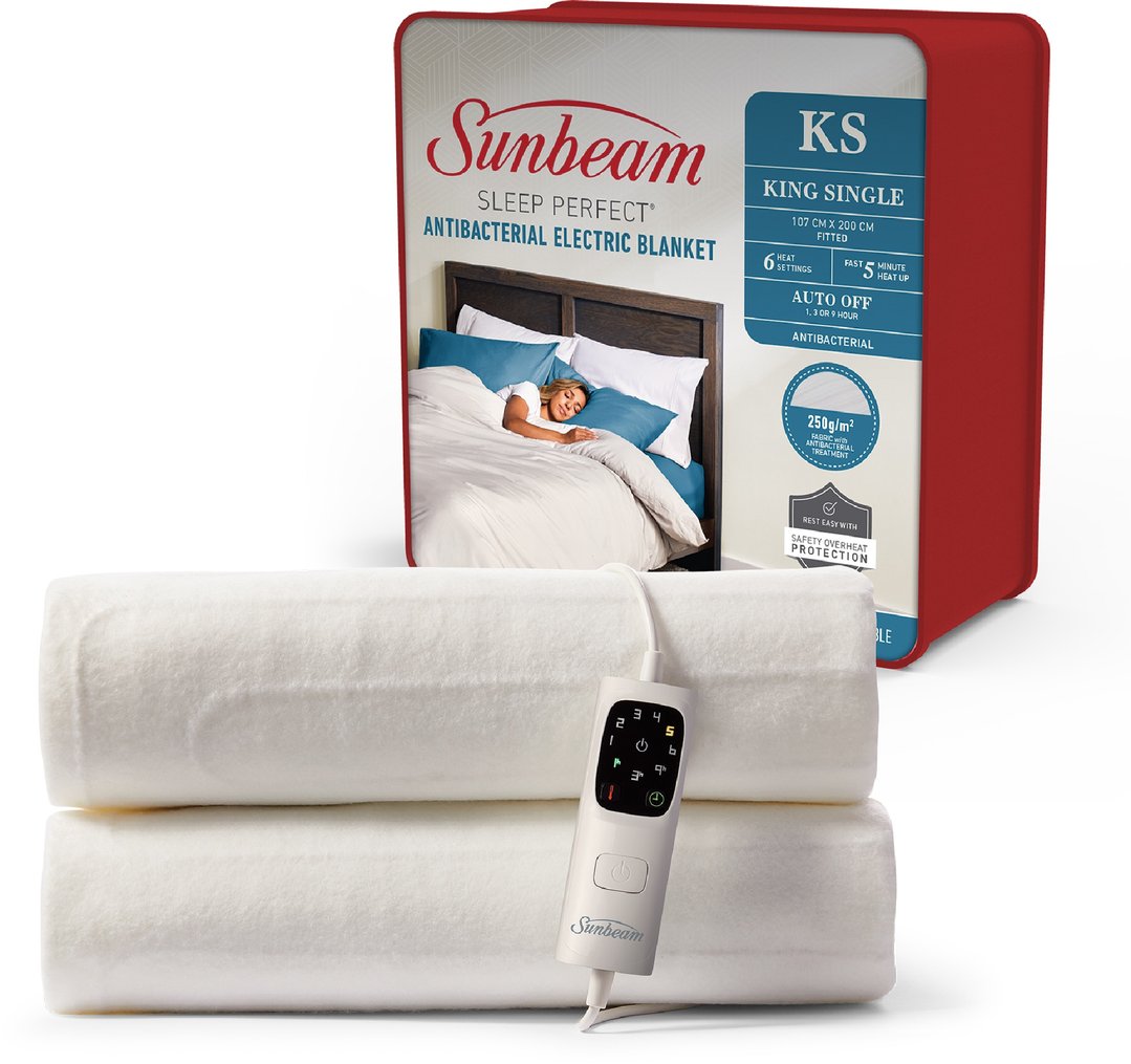 Sunbeam Sleep Perfect Antibacterial Electric Blanket King Single BLA6331