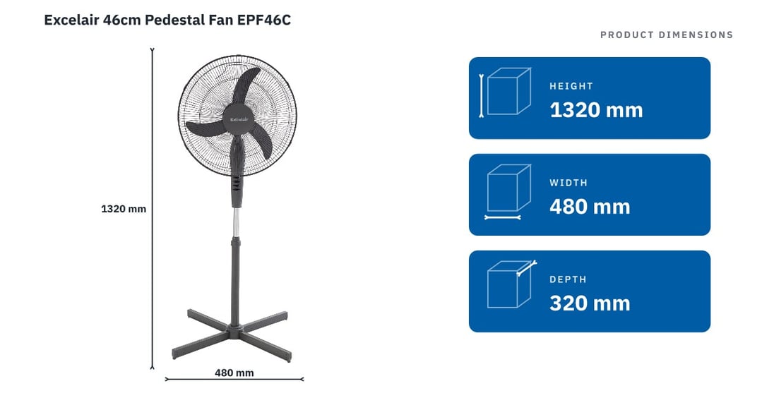 Excelair 46cm Pedestal Fan EPF46C