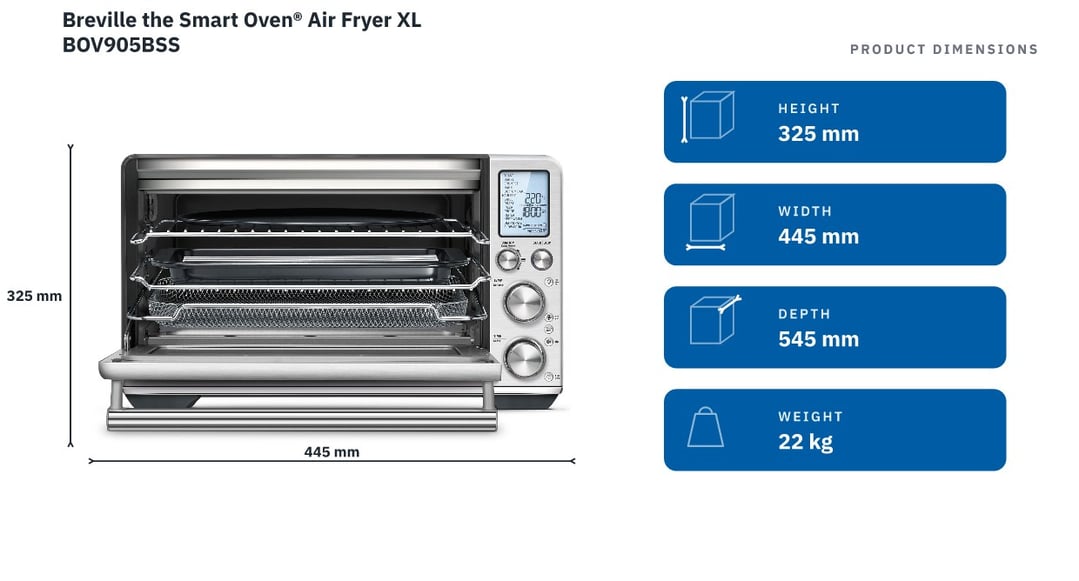 Breville the Smart Oven® Air Fryer XL BOV905BSS — product dimensions