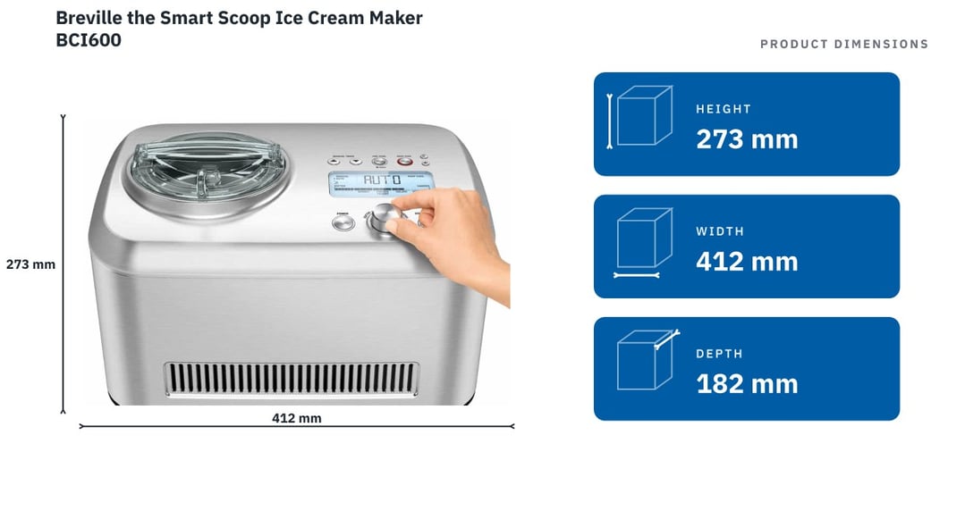 Breville the Smart Scoop Ice Cream Maker BCI600 — product dimensions