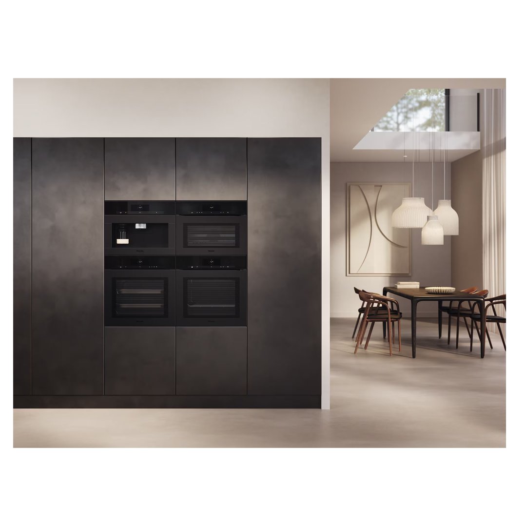 Miele 45cm Handleless 3in1 Speed Oven and Microwave Combination with Crisp Function Matte Black H7840BMXMB