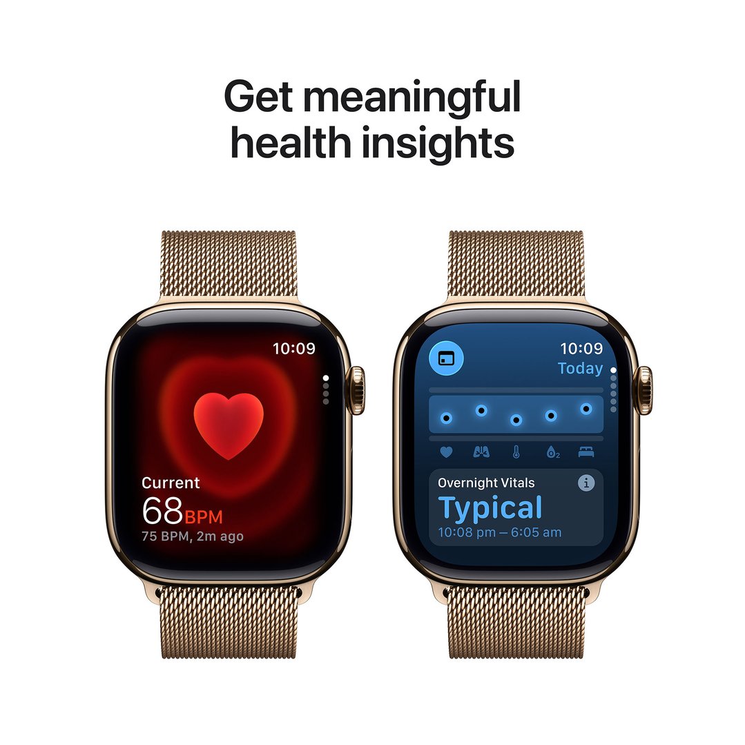 Apple Watch Series 11 42mm Gold Titanium Case GPS + Cellular Gold Milanese Loop MF8Y4X/A