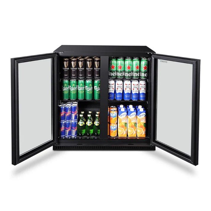 Husky 203L Double Door Home Bar Drinks Chiller - Black C2HHMBBKAU