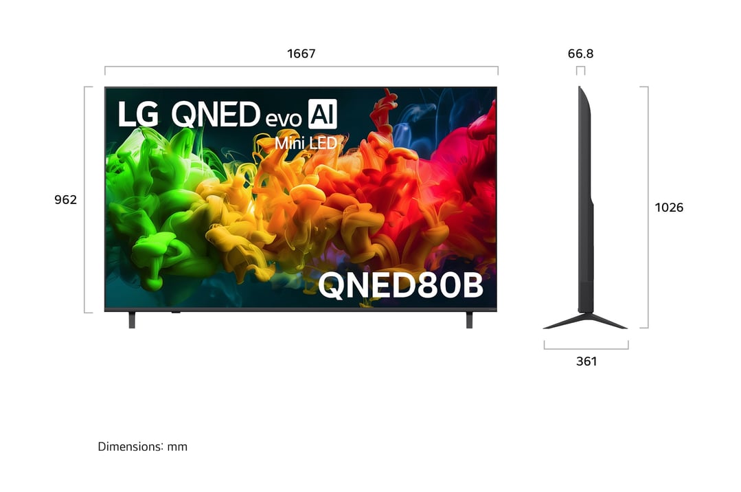 LG 75" QNED80B 4K AI Mini LED Smart TV 2026 75QNED80BSA