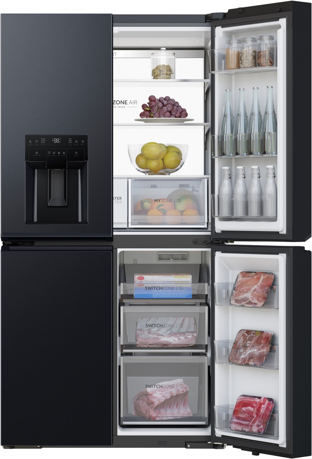 Haier 601L 600 Series Quad Door Refrigerator Freezer - Black HRF680YZC