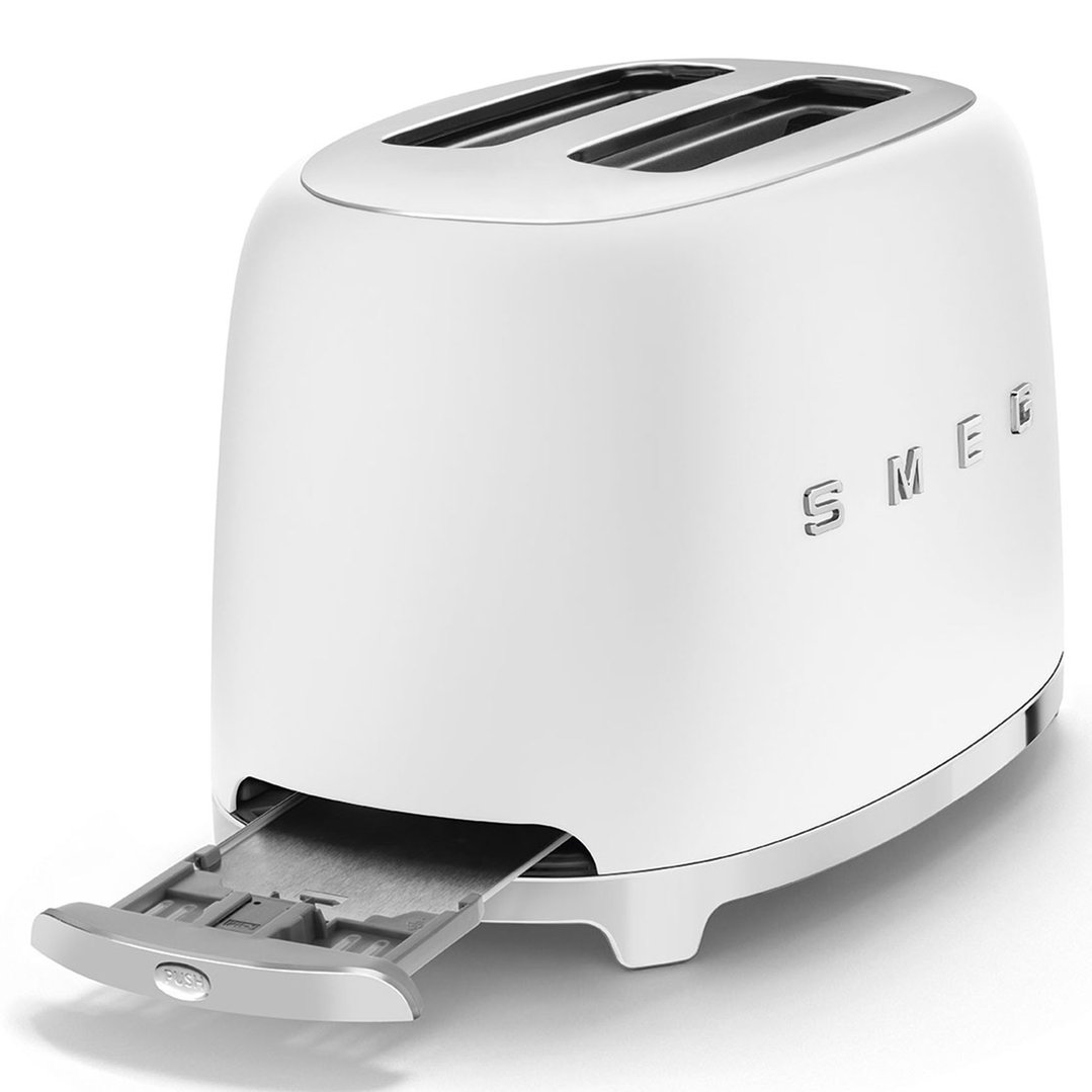 Smeg 50's Retro Style 2 Slide Toaster White Matte TSF01WHMAU Buy