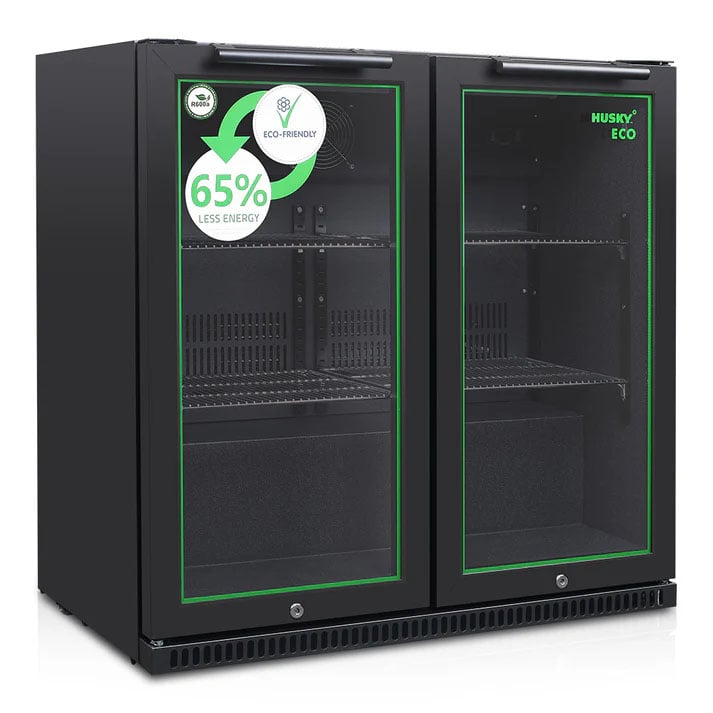 Husky 173L Eco Double Door Back Bar Drinks Chiller - Black C2HECO840BKAU
